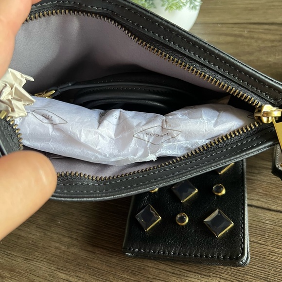 Fossil Black Crossbody Bag with Geometric Studs - Picture 7 of 16